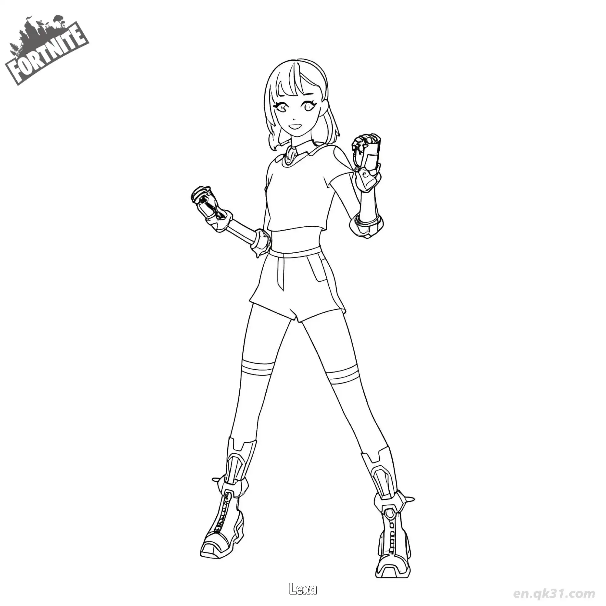 免费 莱克莎 01简笔画 素描 涂鸦 - 免费可打印堡垒之夜 下载PDF 简笔画涂色页